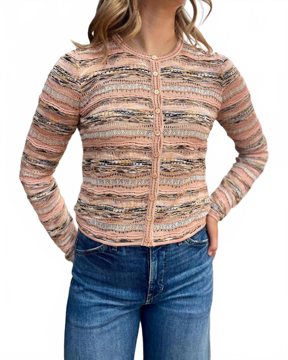NEW ULLA JOHNSON mia knit cardigan in hibiscus